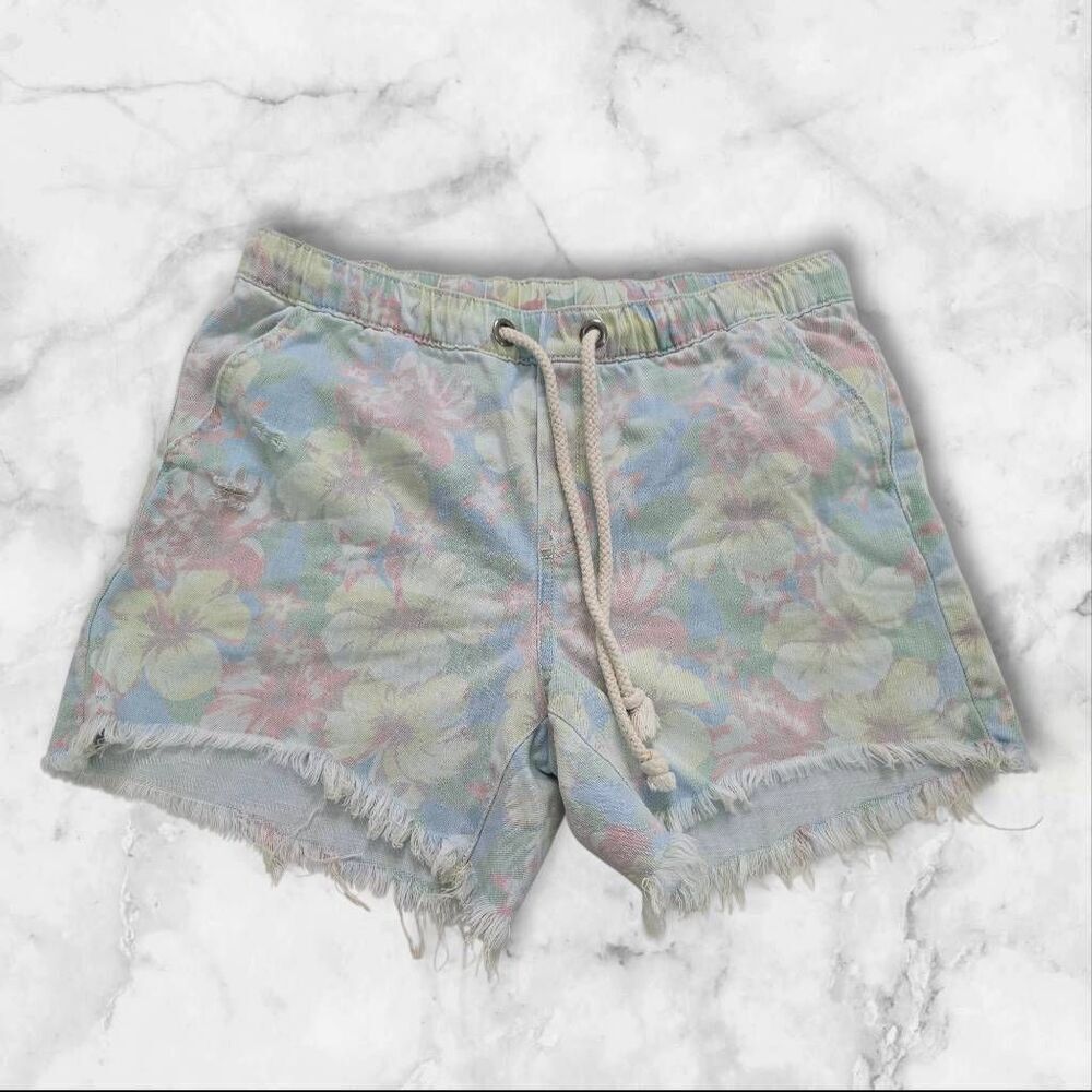 Aerie Floral Stretch Jean Shorts Size Medium